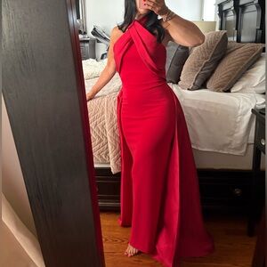 Chic Scarlet Halter Maxi Dress